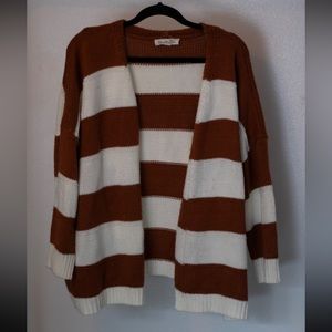 Orange and white striped cardigan